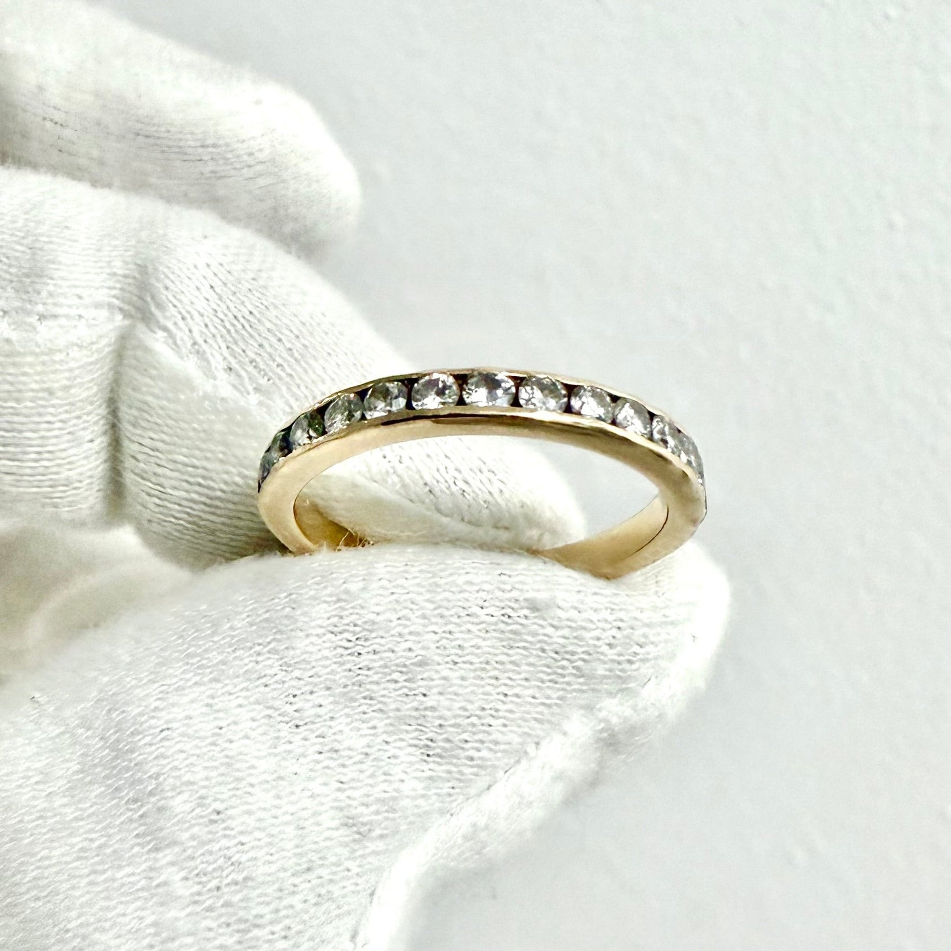 14K Yellow Gold Channel - Set 0.40 Carat Diamond Half Eternity Band Ring - WeilJewelry