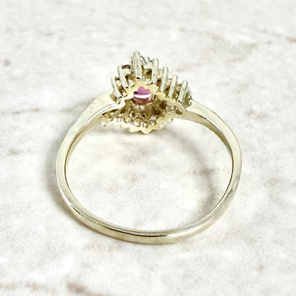 14K Yellow Gold Natural Pear Purplish Pink Sapphire & Diamond Ring - WeilJewelry