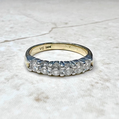 Vintage 14 Karat Two-Tone Gold 6-Stone 0.50 Carat Diamond Band Ring