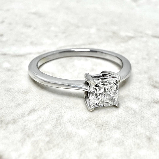 18K GIA 0.75 CT Natural Princess Cut Diamond Solitaire Engagement Ring - WeilJewelry