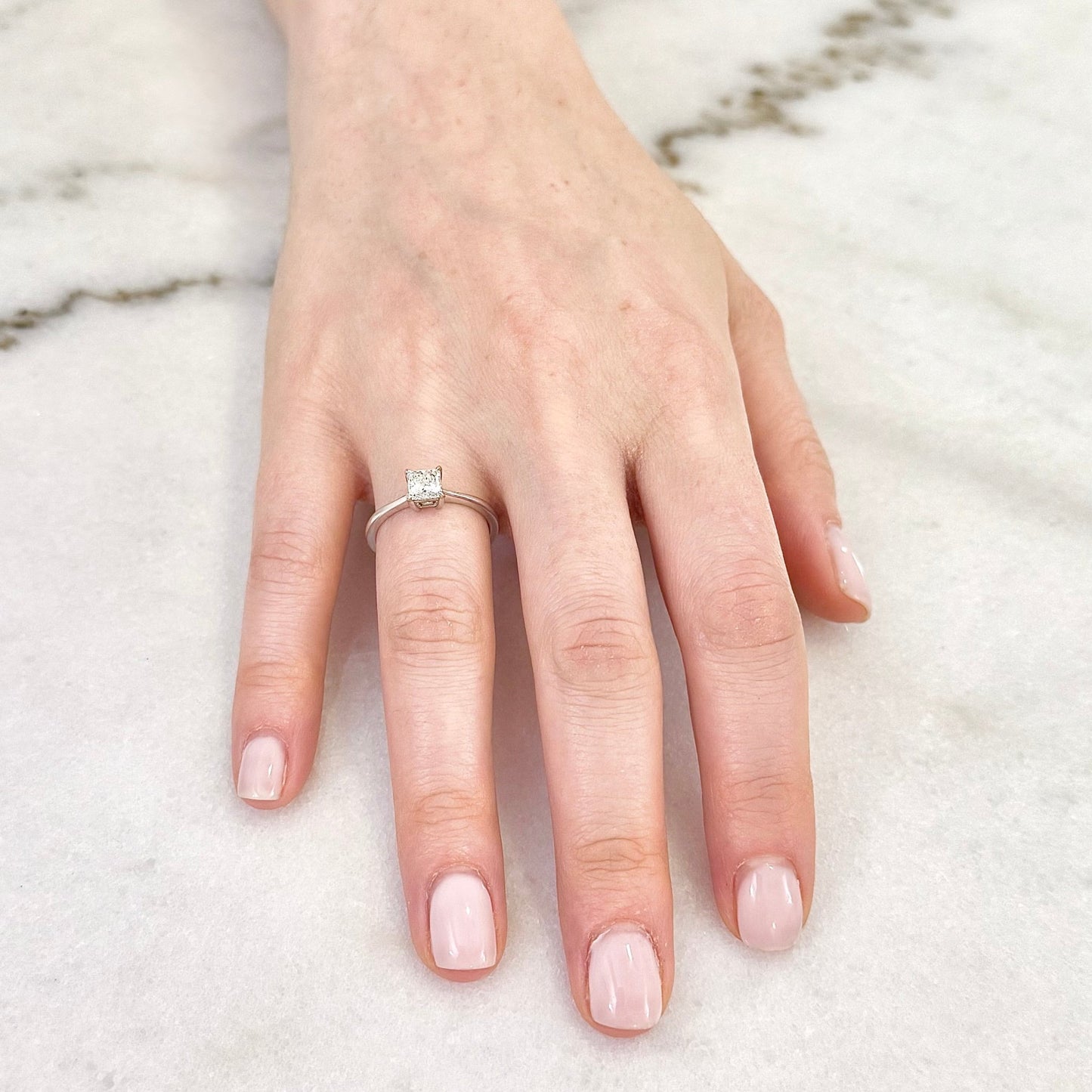 18K GIA 0.75 CT Natural Princess Cut Diamond Solitaire Engagement Ring - WeilJewelry