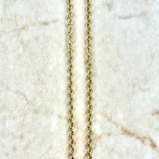 18K Yellow Gold 18 - Inch Rolo Cable Chain Necklace 1.5 MM - WeilJewelry