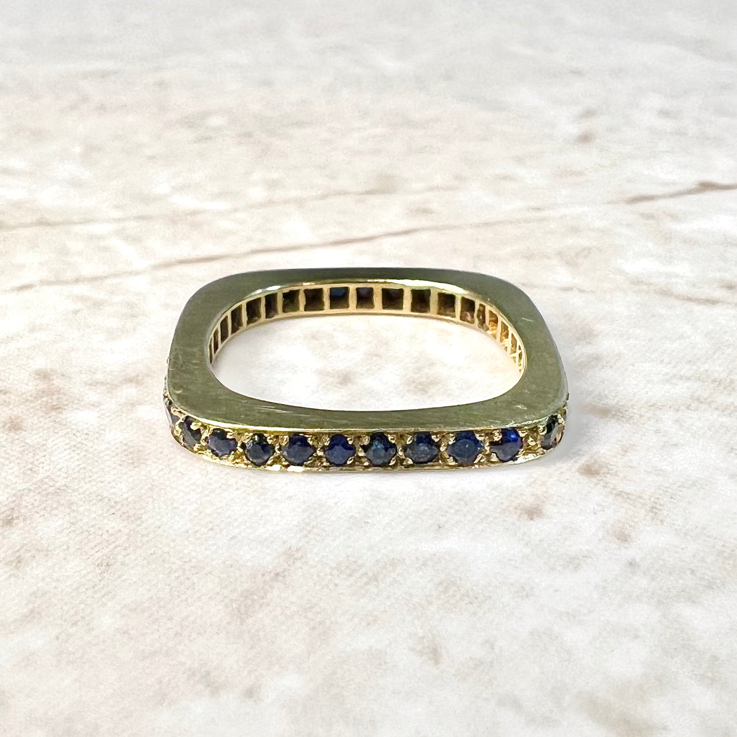 Rare Vintage 1960’s 18 Karat Yellow Gold Natural Sapphire Band Ring - WeilJewelry