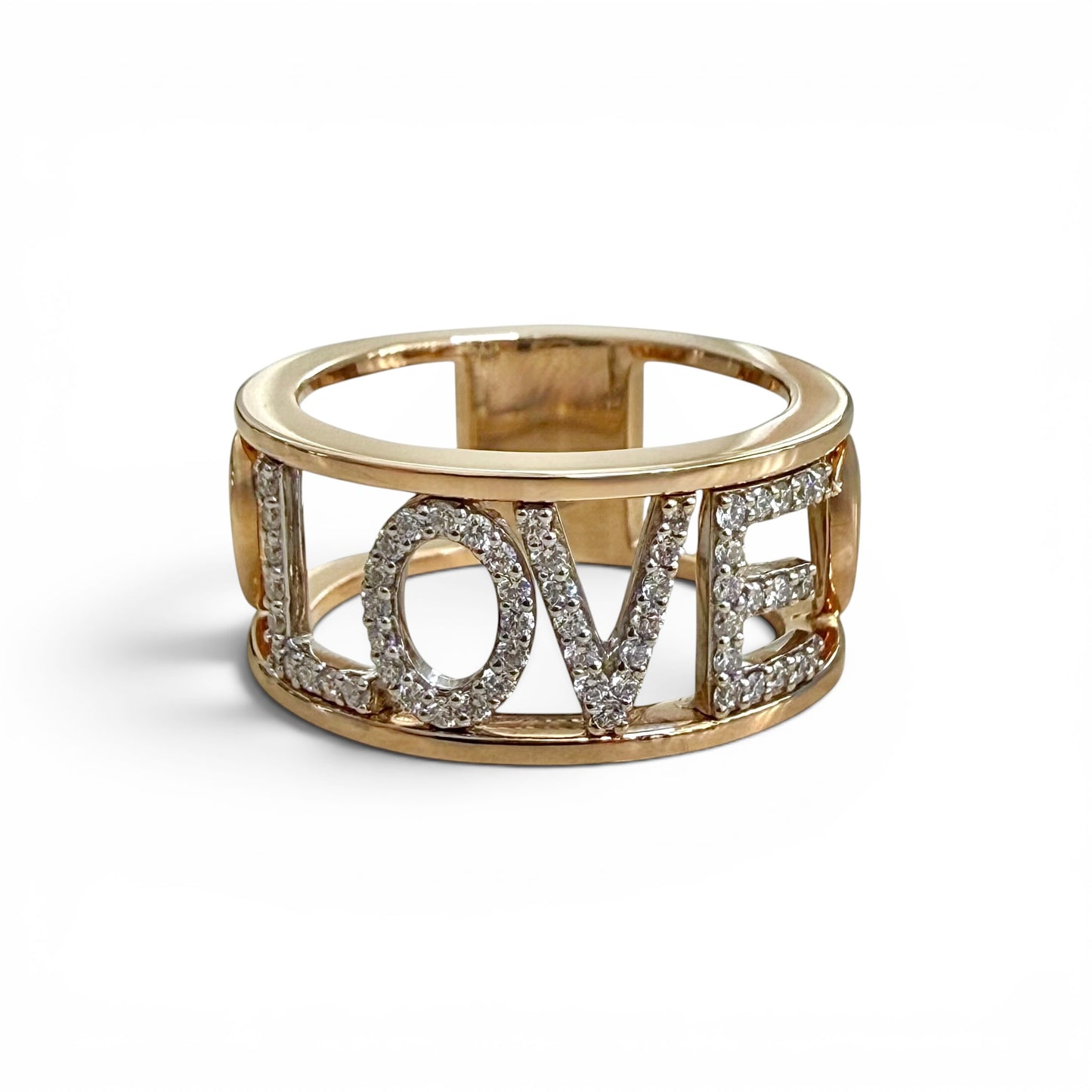 One-Of-A-Kind ZYDO Italy “Amore Mio” 18K Rose Gold & White Gold Natural Diamond LOVE Ring