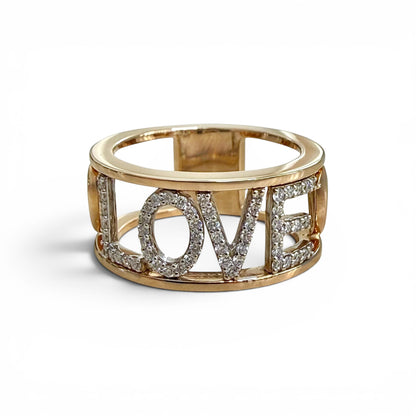 One-Of-A-Kind ZYDO Italy “Amore Mio” 18K Rose Gold & White Gold Natural Diamond LOVE Ring