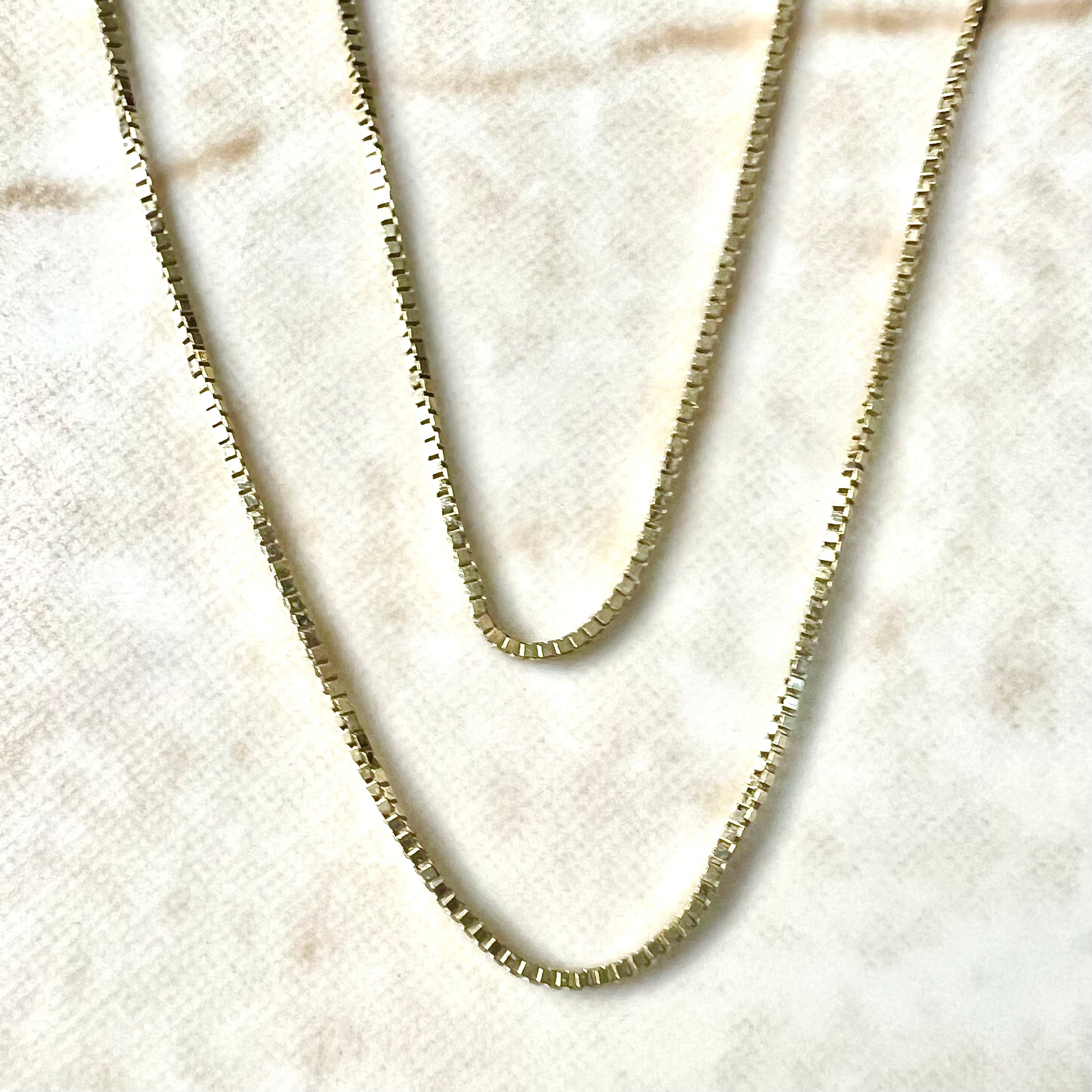 Vintage Italian 14 Karat Yellow Gold 18 - Inch Box Chain Necklace - WeilJewelry