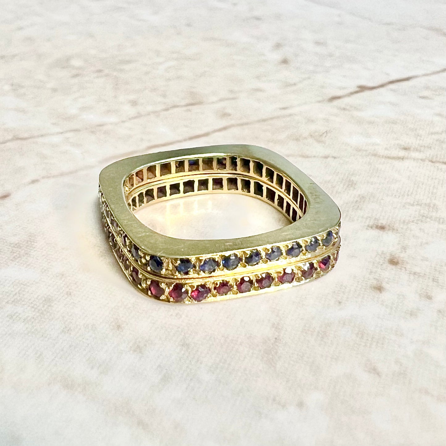 Rare Vintage 1960’s 18 Karat Yellow Gold Natural Ruby Band Ring