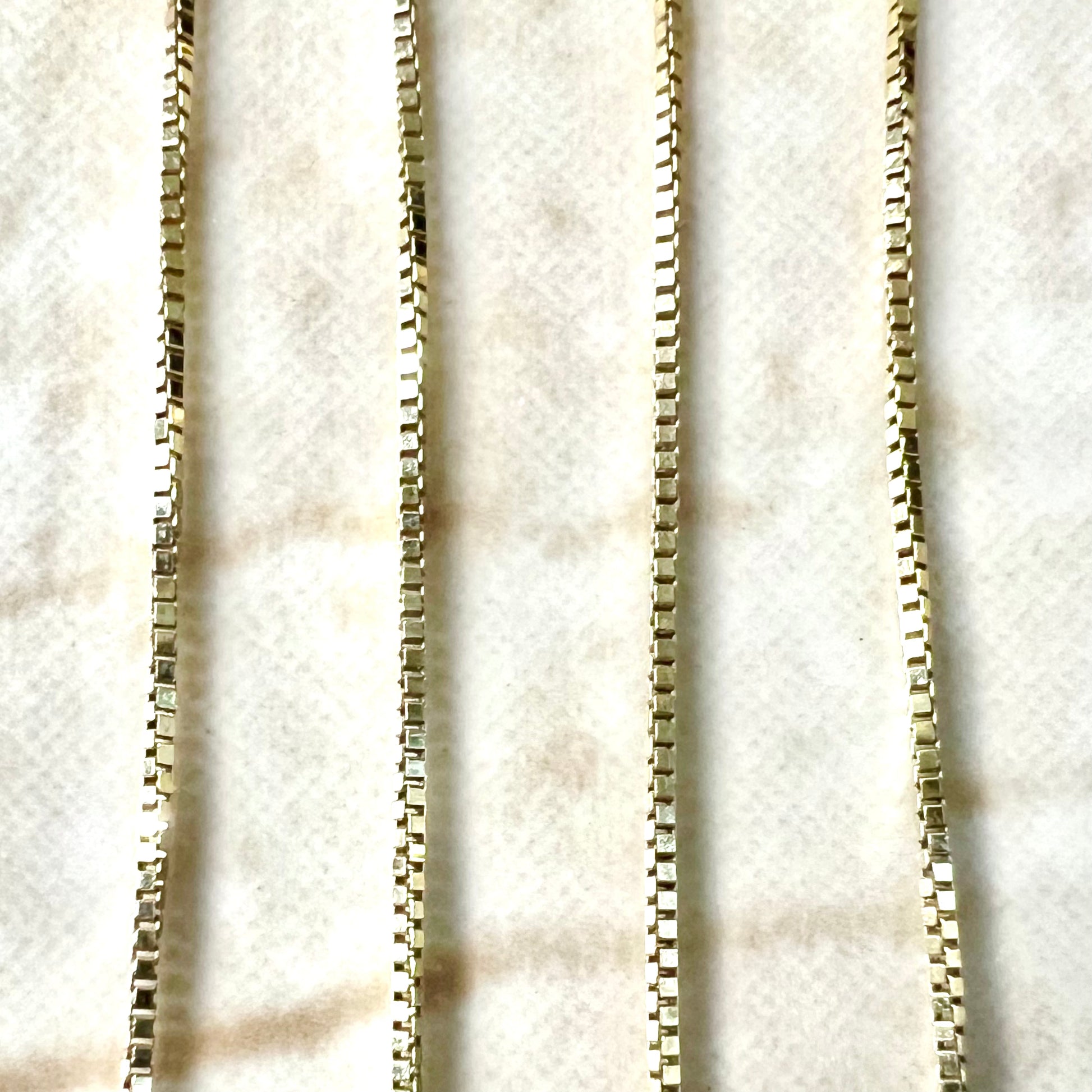 Vintage Italian 14 Karat Yellow Gold 18 - Inch Box Chain Necklace - WeilJewelry