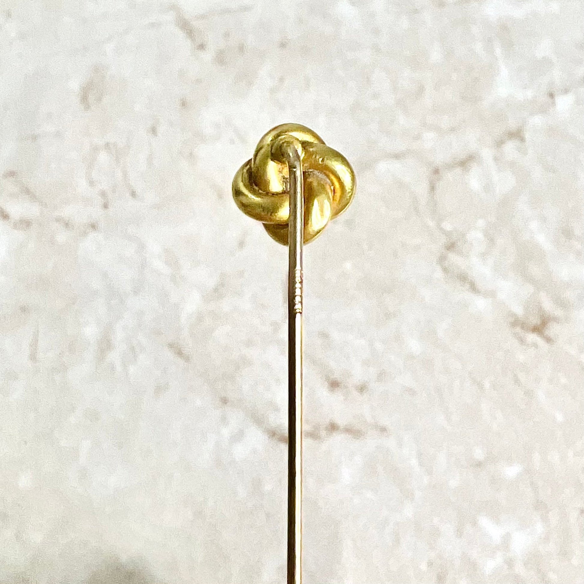 Antique Edwardian 14 Karat Yellow Gold Seed Pearl Stick Pin / Lapel Pin / Hat Pin - WeilJewelry