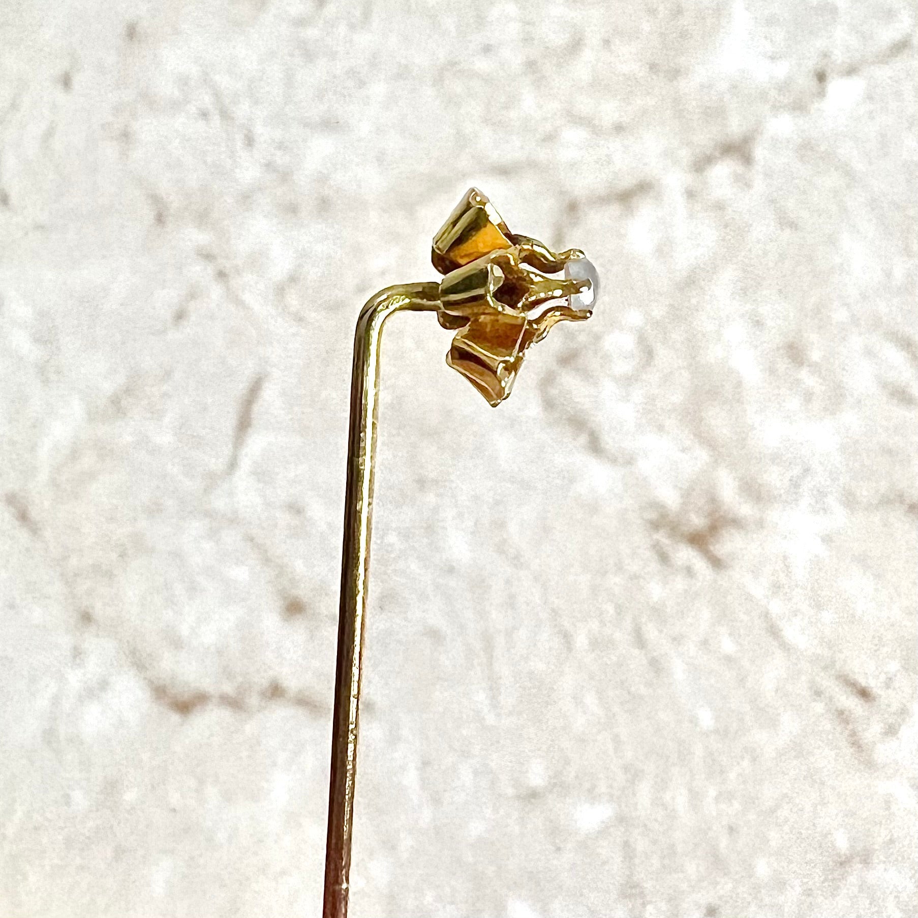 Antique Victorian 14 Karat Yellow Gold Seed Pearl Stick Pin - WeilJewelry