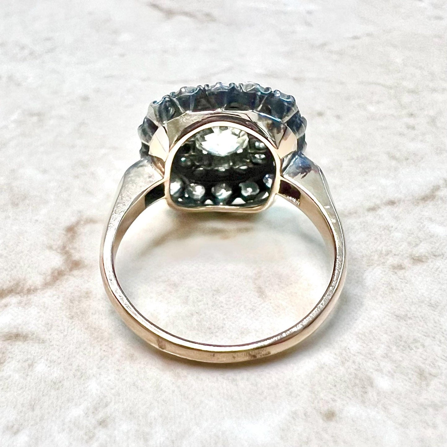 Antique Victorian Style Handmade Silver & 18K Yellow Gold 2.67 Carats Diamond Halo Ring - WeilJewelry