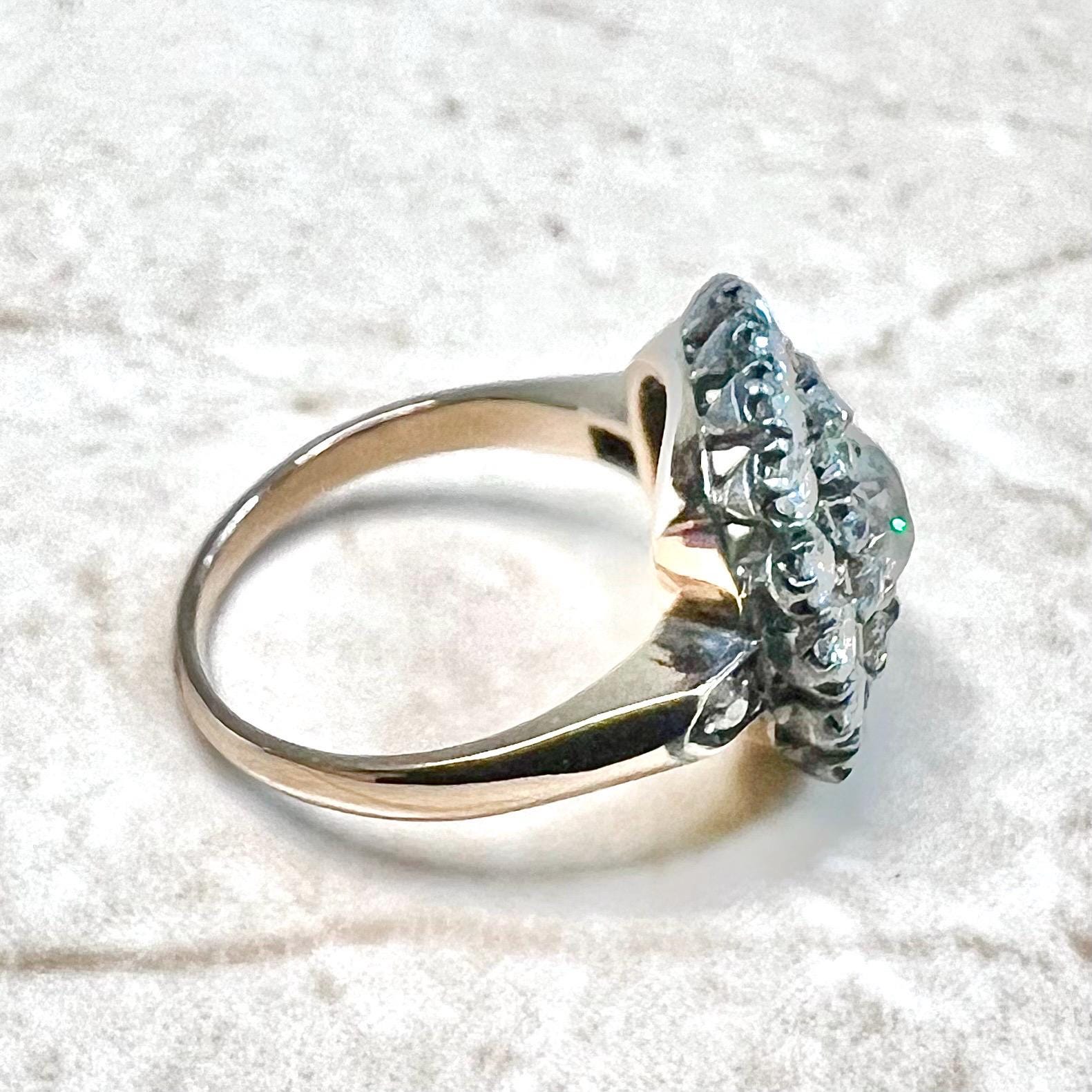 Antique Victorian Style Handmade Silver & 18K Yellow Gold 2.67 Carats Diamond Halo Ring - WeilJewelry