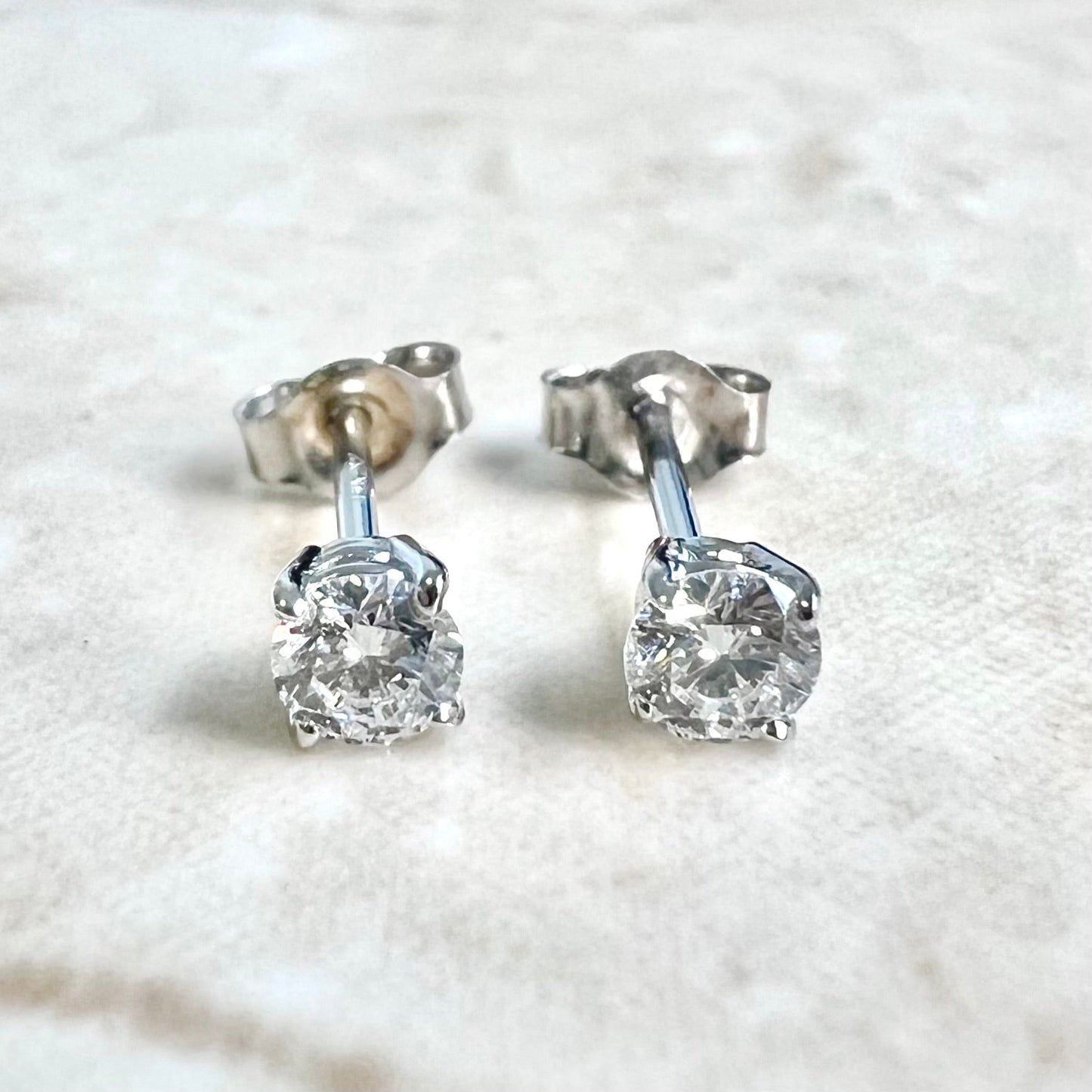 Classic 14 Karat White Gold Four - Prong 0.20 Carat Diamond Stud Earrings D - F VVS - WeilJewelry