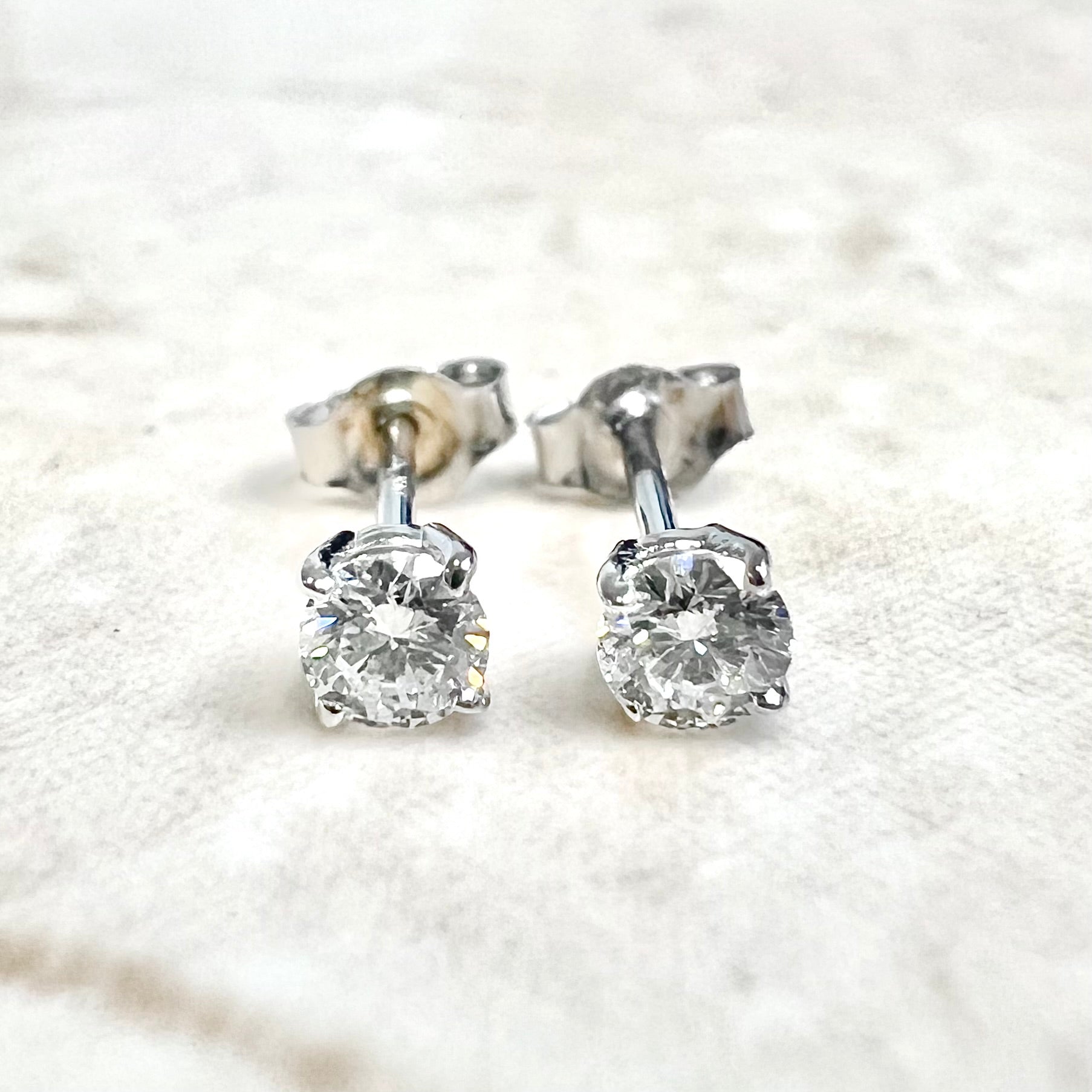 Classic 14 Karat White Gold Four - Prong 0.20 Carat Diamond Stud Earrings D - F VVS - WeilJewelry