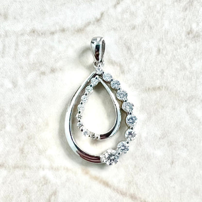 CLEARANCE 40% OFF - 14 Karat White Gold 1/2 Carat Graduated Diamond Pendant - WeilJewelry