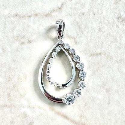 CLEARANCE 40% OFF - 14 Karat White Gold 1/2 Carat Graduated Diamond Pendant - WeilJewelry