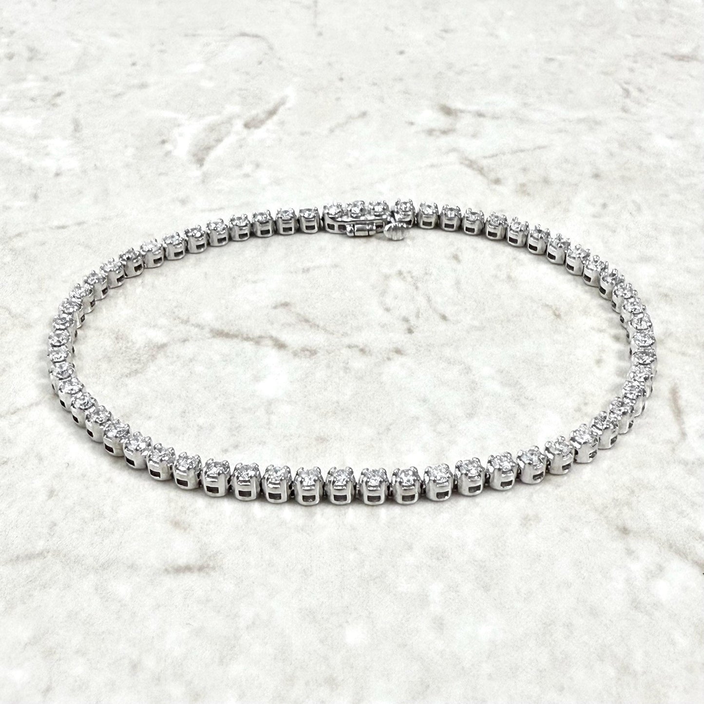 Fine 14K White Gold 2.20 Carat Natural Diamond Tennis Bracelet - WeilJewelry