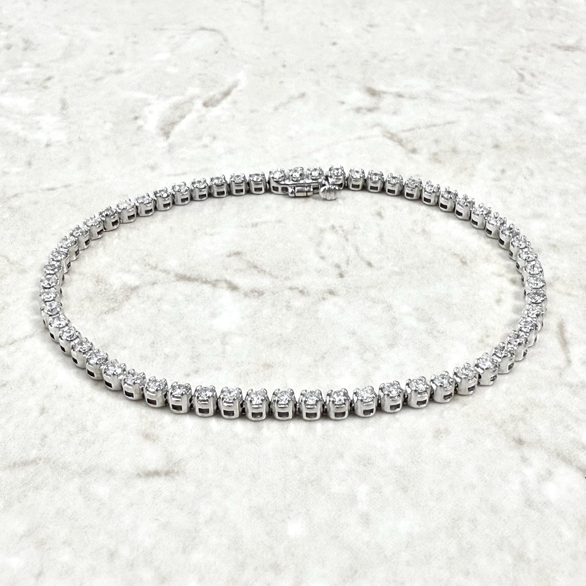 Fine 14K White Gold 2.20 Carat Natural Diamond Tennis Bracelet - WeilJewelry