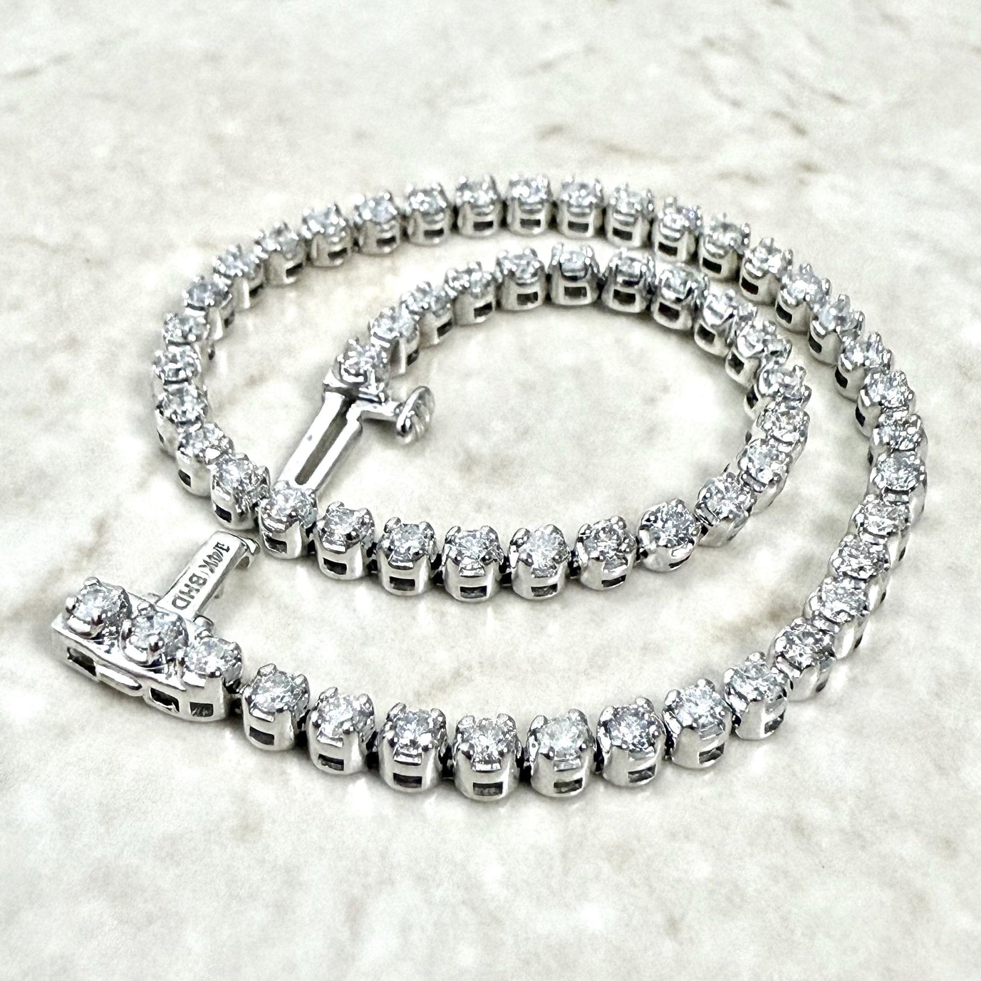 Fine 14K White Gold 2.20 Carat Natural Diamond Tennis Bracelet - WeilJewelry