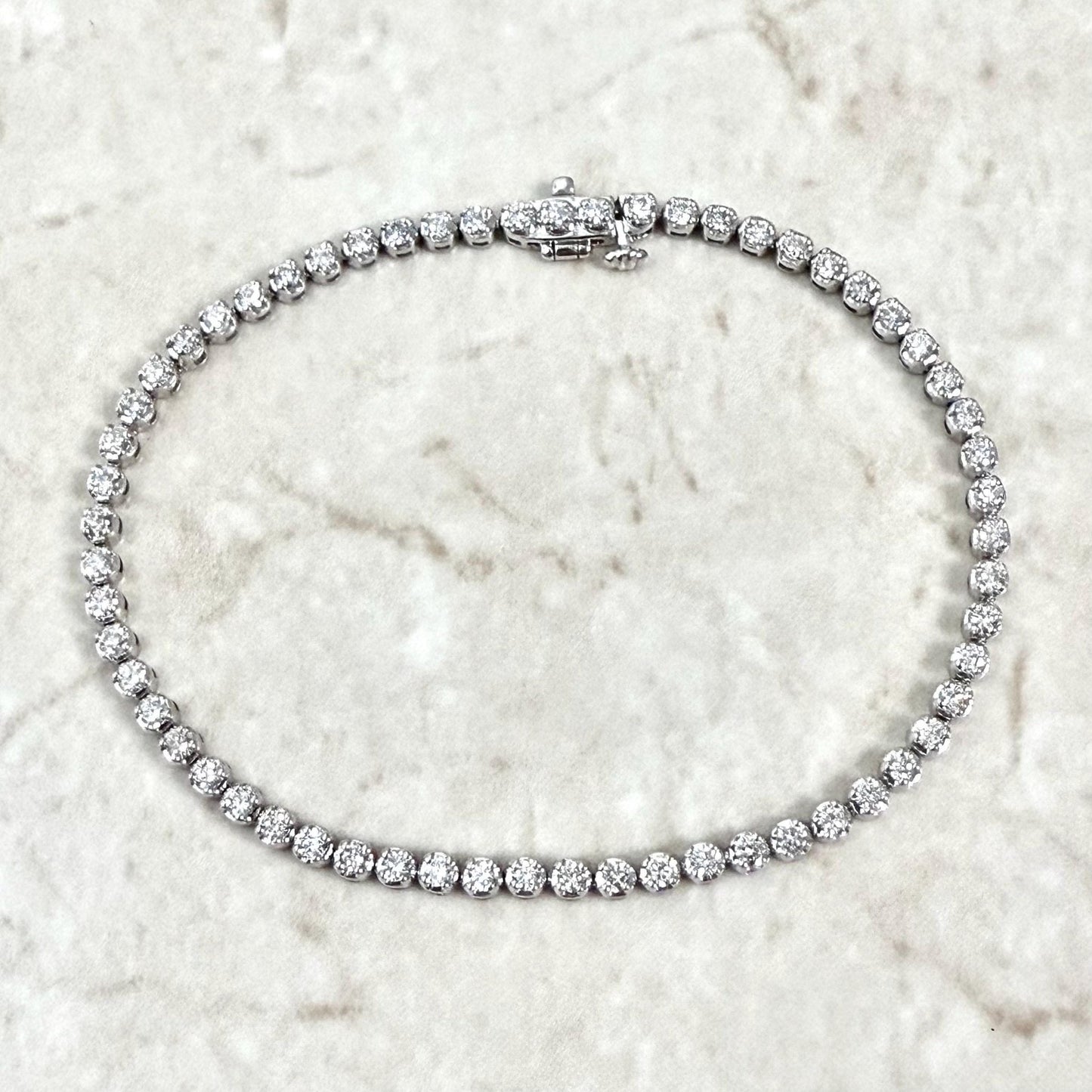Fine 14K White Gold 2.20 Carat Natural Diamond Tennis Bracelet - WeilJewelry