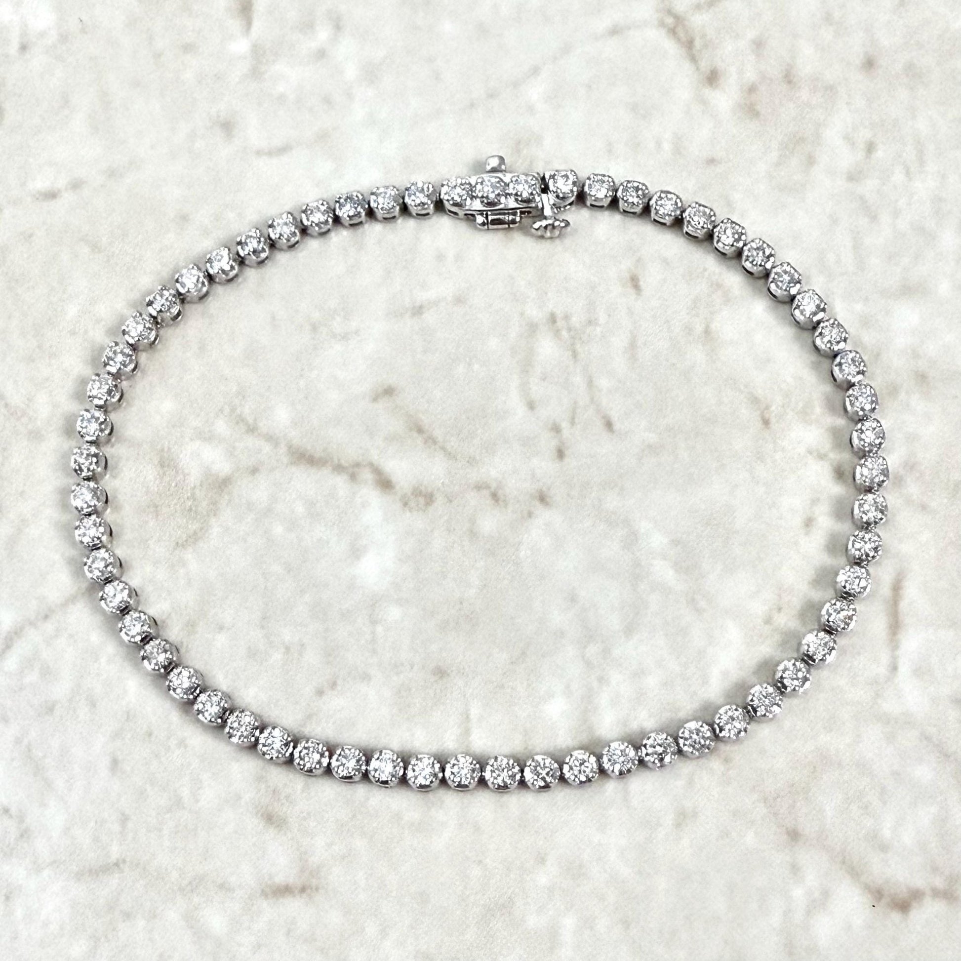 Fine 14K White Gold 2.20 Carat Natural Diamond Tennis Bracelet - WeilJewelry
