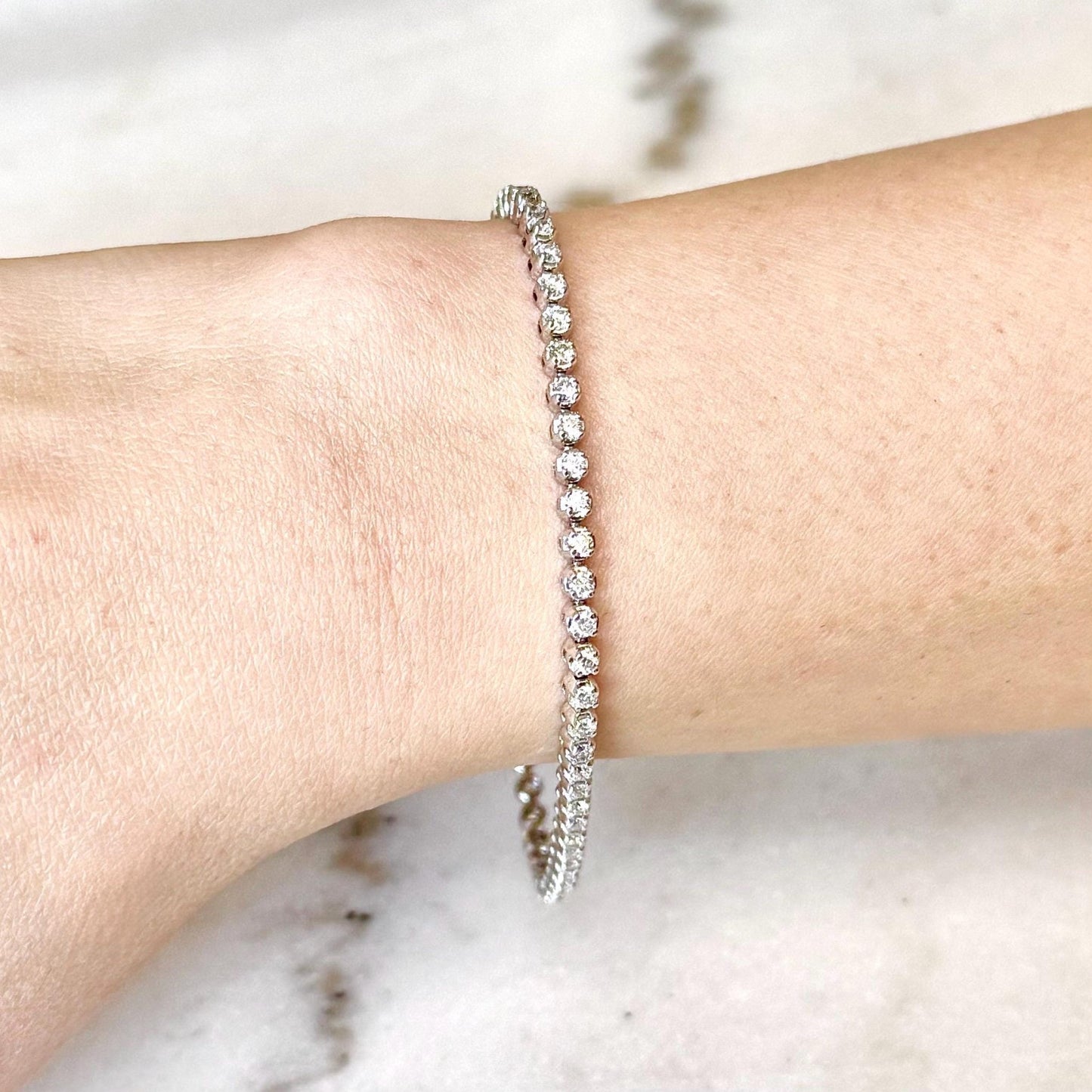 Fine 14K White Gold 2.20 Carat Natural Diamond Tennis Bracelet - WeilJewelry