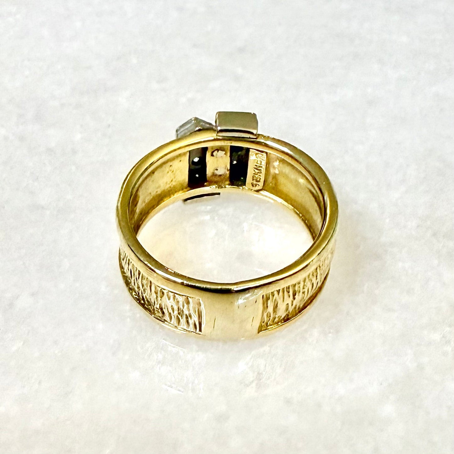 Fine Vintage 18 Karat Two - Tone Gold Diamond Band Ring - WeilJewelry