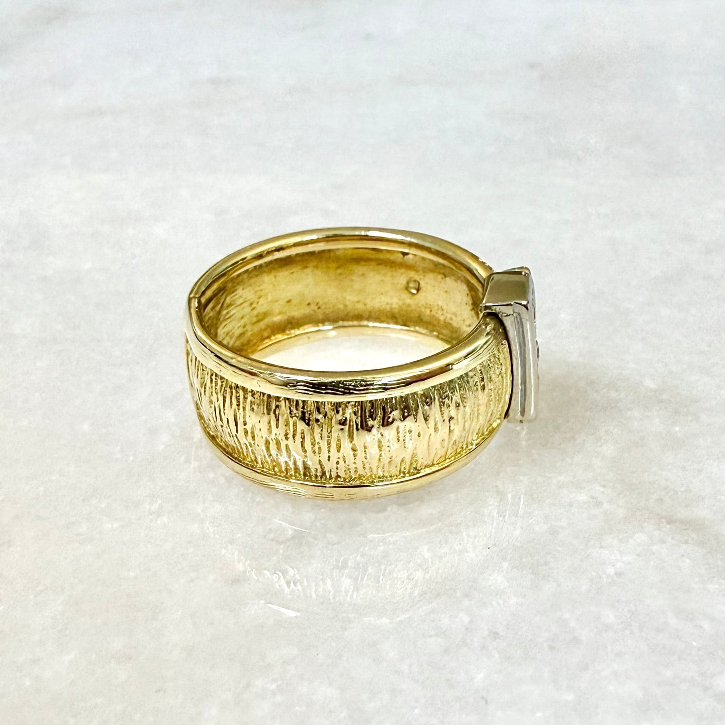 Fine Vintage 18 Karat Two - Tone Gold Diamond Band Ring - WeilJewelry