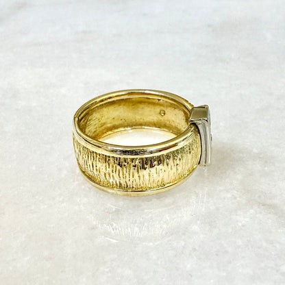 Fine Vintage 18 Karat Two - Tone Gold Diamond Band Ring - WeilJewelry