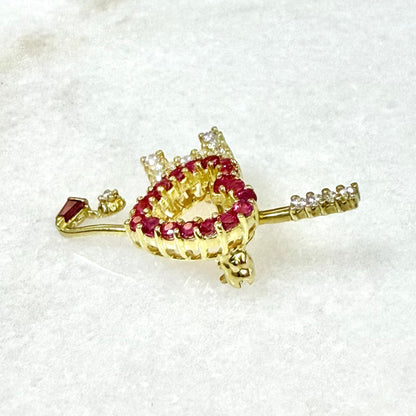 Fine Vintage 18 Karat Yellow Gold Ruby & Diamond “I Love Golf “ Brooch Pin - WeilJewelry