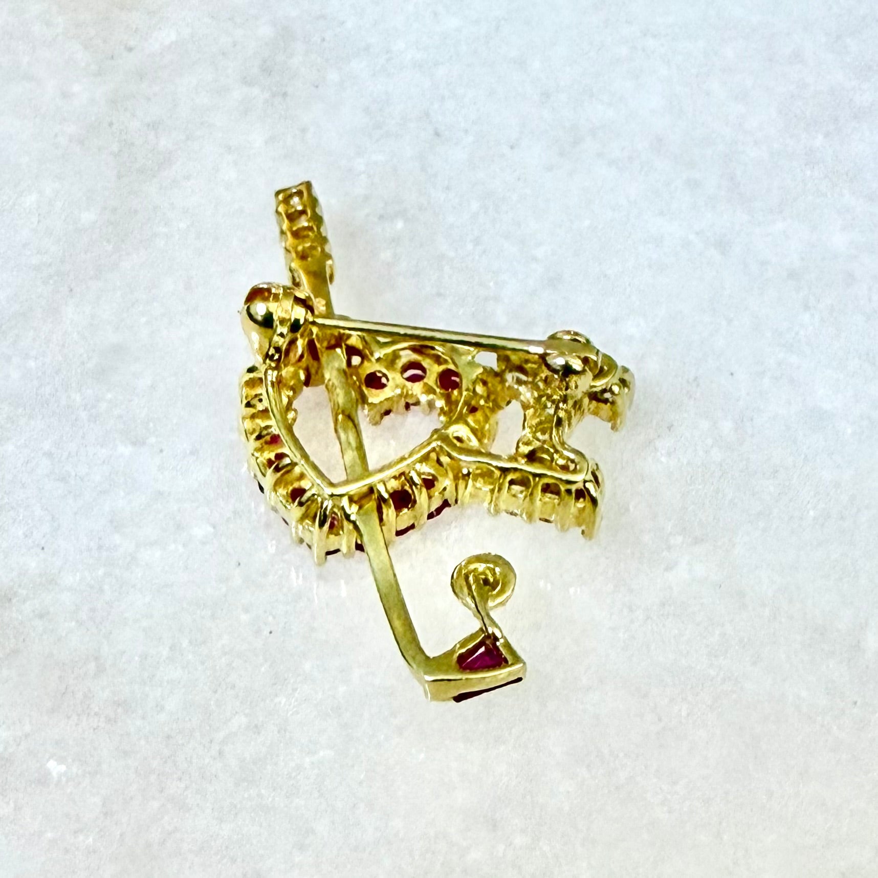 Fine Vintage 18 Karat Yellow Gold Ruby & Diamond “I Love Golf “ Brooch Pin - WeilJewelry