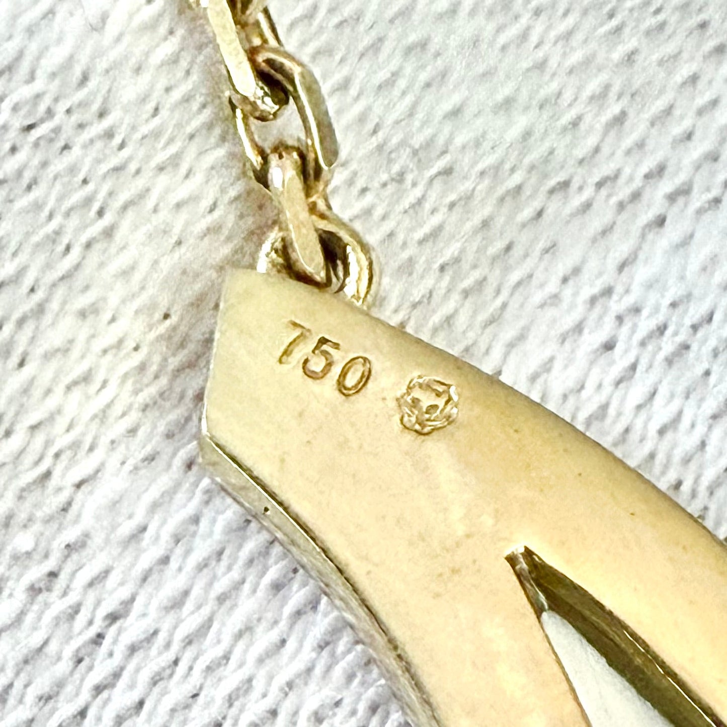 Handcrafted 18 Karat Yellow Gold Mother - Of - Pearl Crescent Pendant Necklace By Carvin French - WeilJewelry