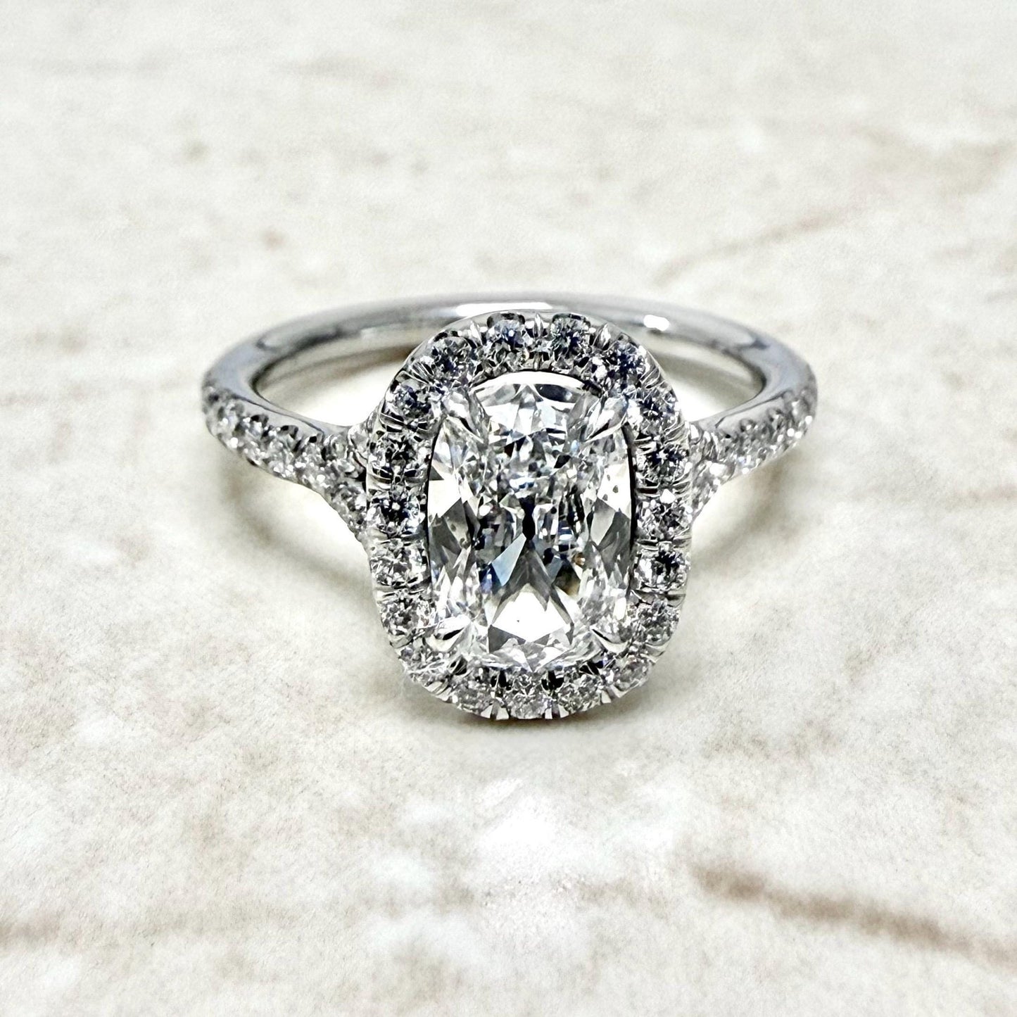 Handcrafted 18K White Gold Antique Cushion Diamond Engagement Ring - WeilJewelry