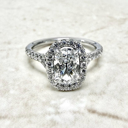 Handcrafted 18K White Gold Antique Cushion Diamond Engagement Ring - WeilJewelry