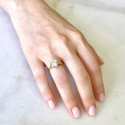 Handcrafted 18K Yellow Gold 2.56 Carats Lab Grown Diamond Solitaire Engagement Ring - WeilJewelry