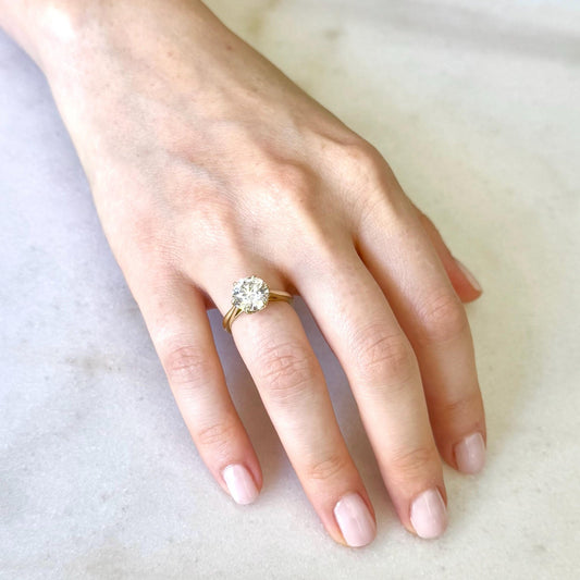 Handcrafted 18K Yellow Gold 2.56 Carats Lab Grown Diamond Solitaire Engagement Ring - WeilJewelry
