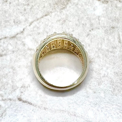 1.5 CTTW Vintage 10K Diamond Band Ring - 10K Yellow Gold Diamond Ring - Dome Ring - Chunky Diamond Wedding Ring - Anniversary Ring For Women