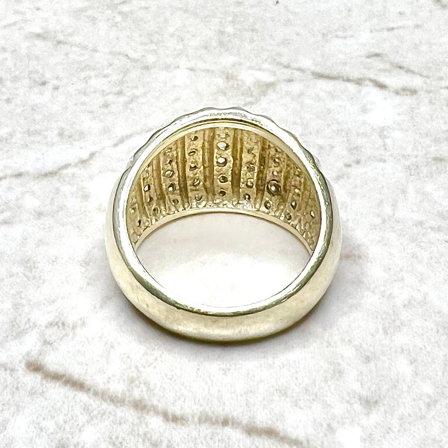 1.5 CTTW Vintage 10K Diamond Band Ring - 10K Yellow Gold Diamond Ring - Dome Ring - Chunky Diamond Wedding Ring - Anniversary Ring For Women