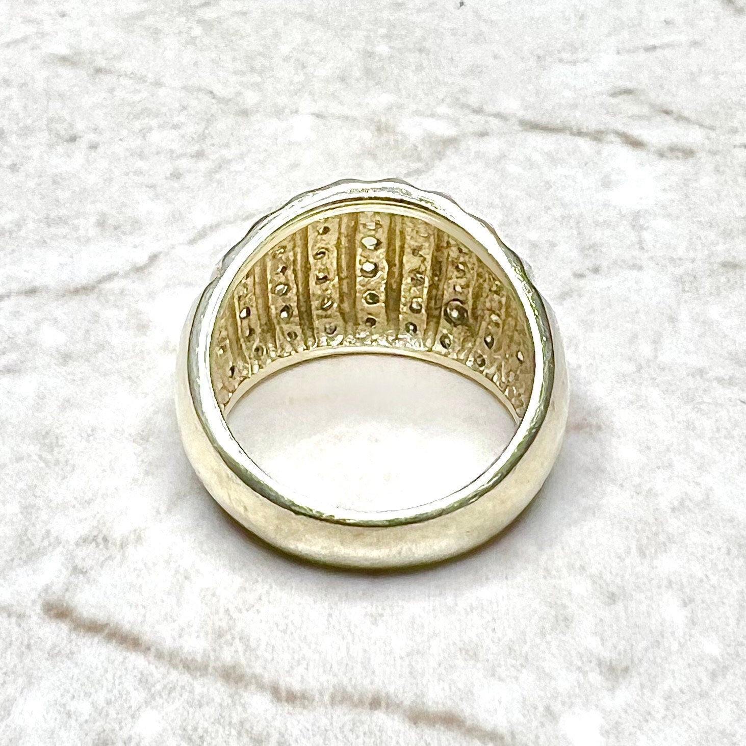 1.5 CTTW Vintage 10K Diamond Band Ring - 10K Yellow Gold Diamond Ring - Dome Ring - Chunky Diamond Wedding Ring - Anniversary Ring For Women