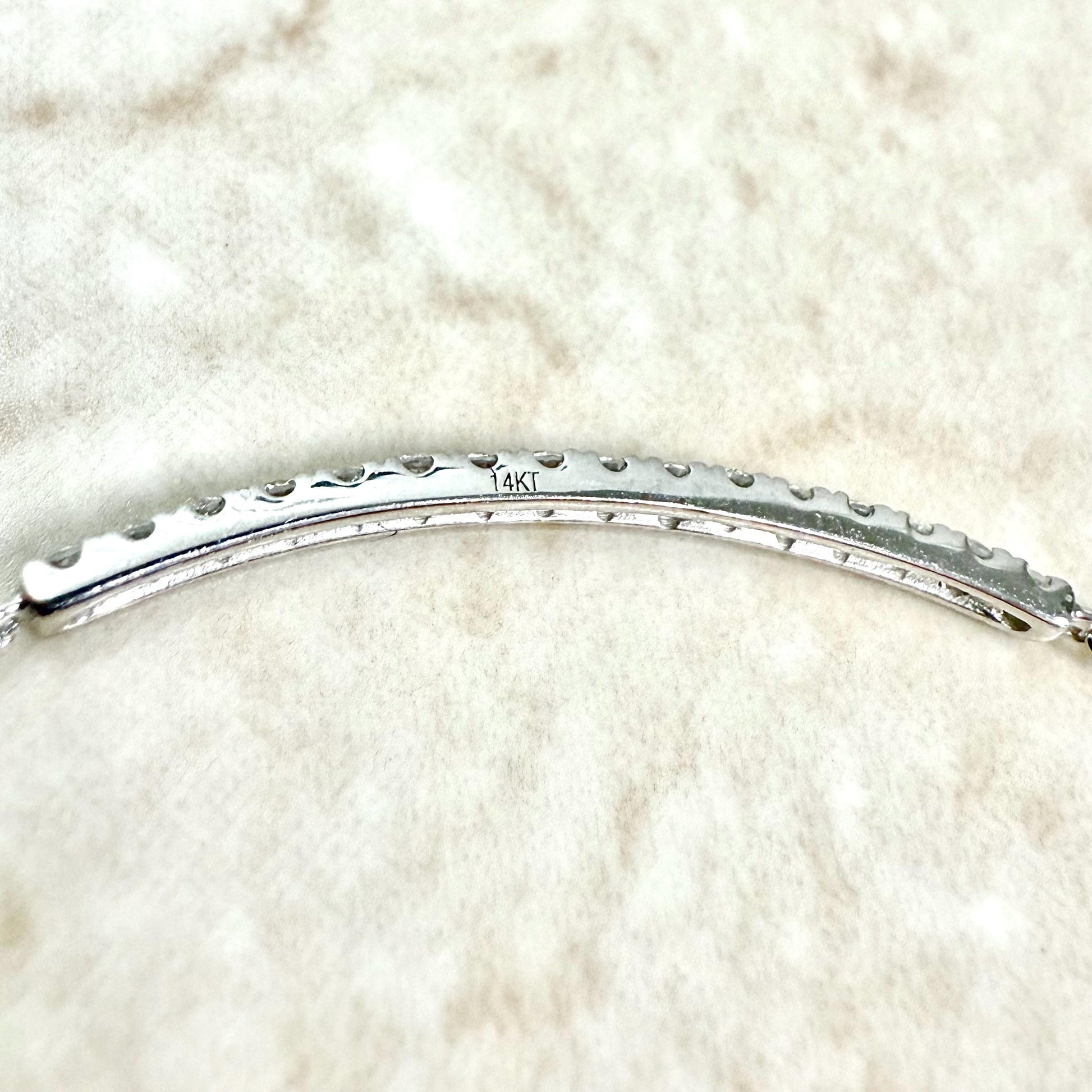 Solid 14K White Gold 0.25 Carat Natural Diamond Curved Bar Bracelet - WeilJewelry