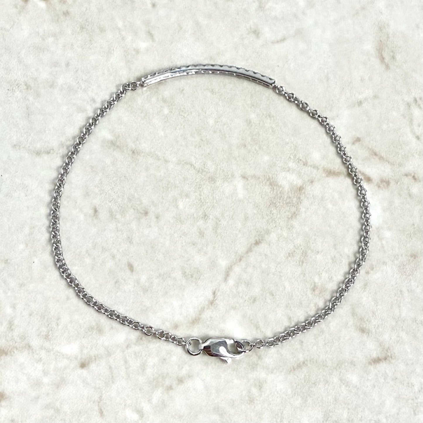 Solid 14K White Gold 0.25 Carat Natural Diamond Curved Bar Bracelet - WeilJewelry
