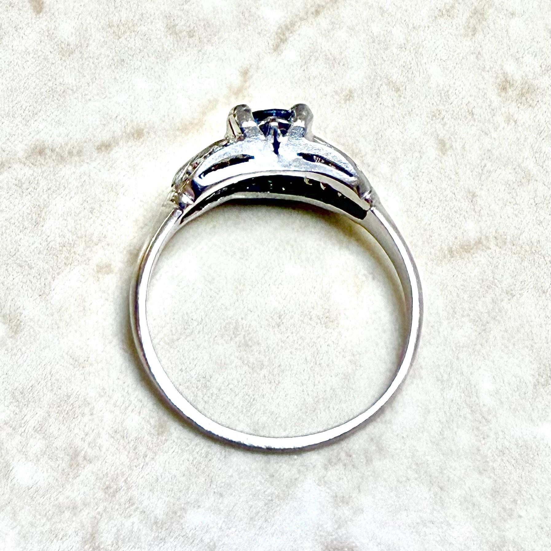 Vintage Mid-Century 900 Platinum Oval Sapphire & Diamond Ring - WeilJewelry