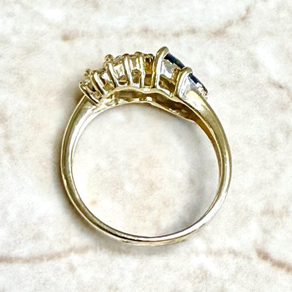 Vintage 14K Yellow Gold Natural Diamond & Blue Sapphire Ring - WeilJewelry
