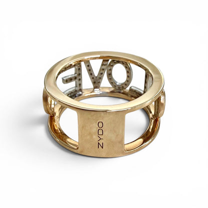 One-Of-A-Kind ZYDO Italy “Amore Mio” 18K Rose Gold & White Gold 0.27 CTTW Natural Diamond LOVE Ring