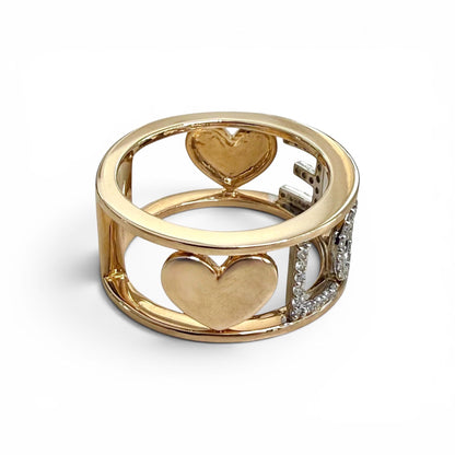 One-Of-A-Kind ZYDO Italy “Amore Mio” 18K Rose Gold & White Gold 0.27 CTTW Natural Diamond LOVE Ring