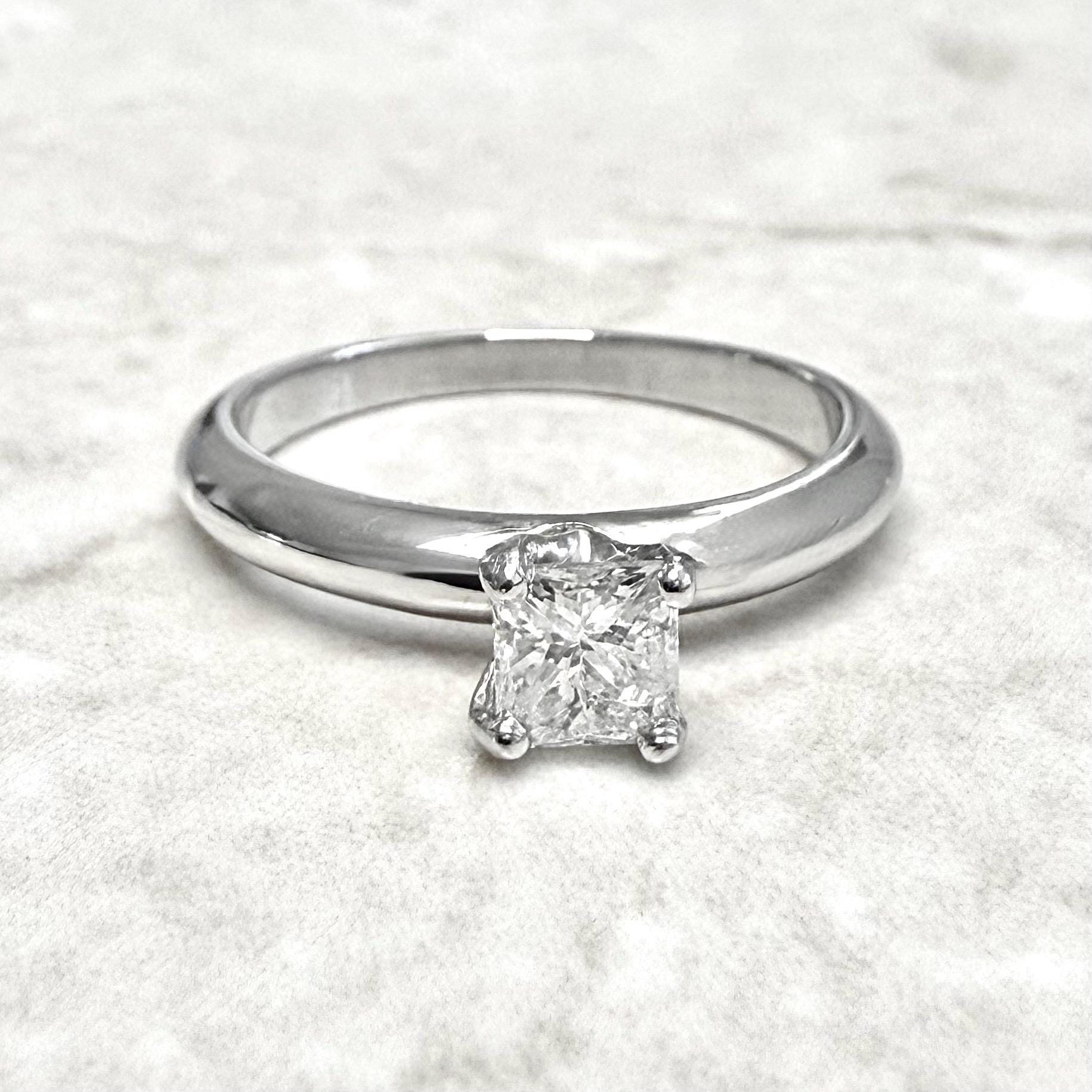 Platinum 0.55 CT Natural Princess Cut Diamond Engagement Ring - WeilJewelry