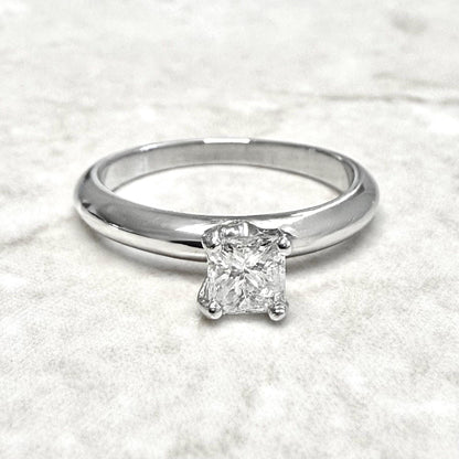 Platinum 0.55 CT Natural Princess Cut Diamond Engagement Ring - WeilJewelry