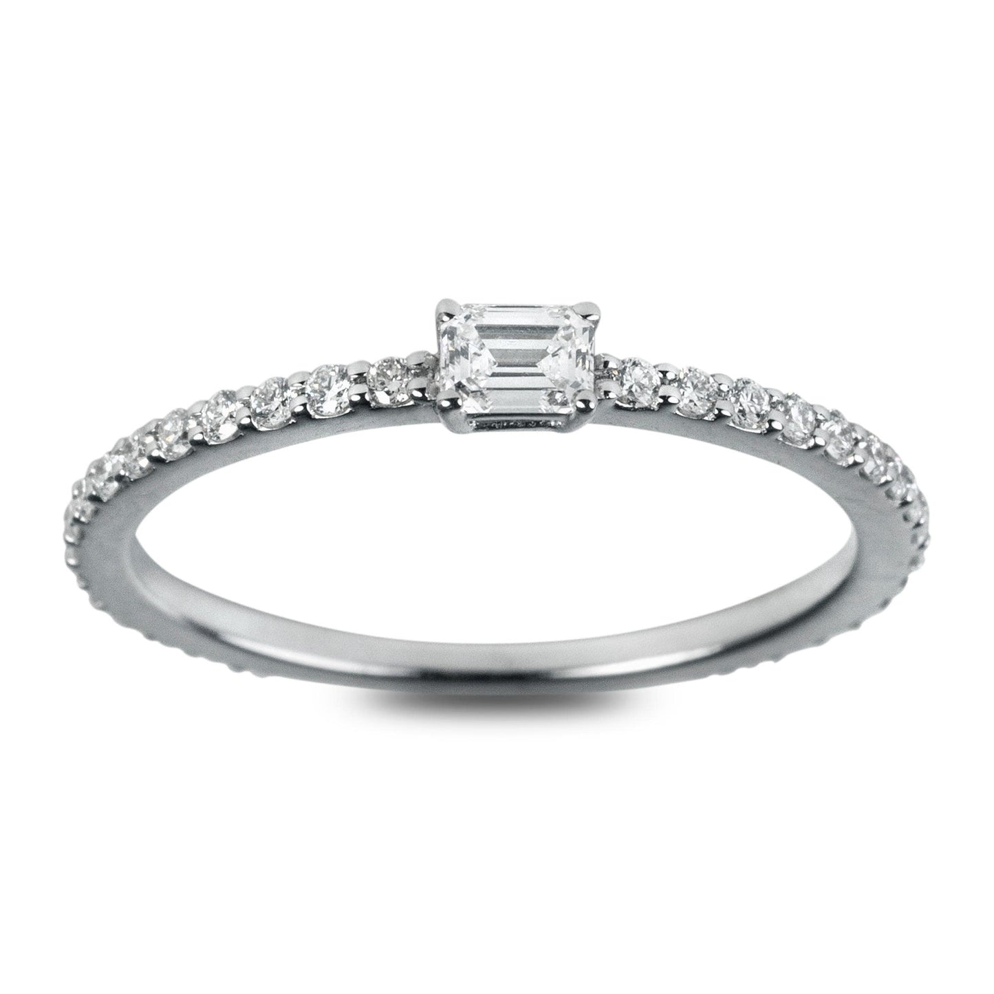 One-Of-A-Kind ZYDO Italy “Luce Scintillante” 18K White Gold 0.41 CTTW Natural Emerald Cut Diamond Ring - WeilJewelry