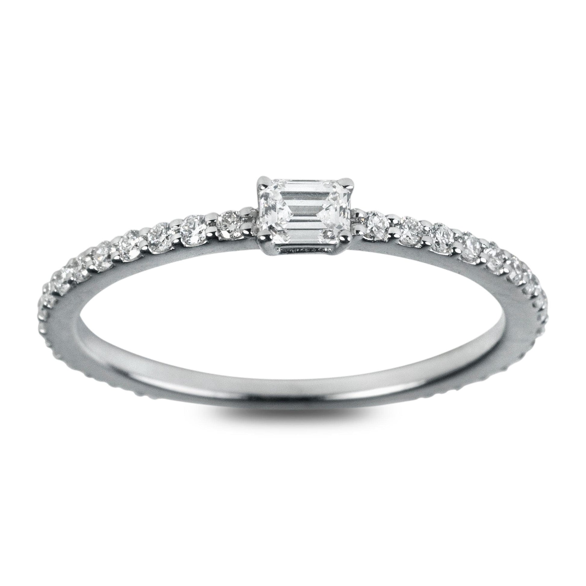 One-Of-A-Kind ZYDO Italy “Luce Scintillante” 18K White Gold 0.41 CTTW Natural Emerald Cut Diamond Ring - WeilJewelry