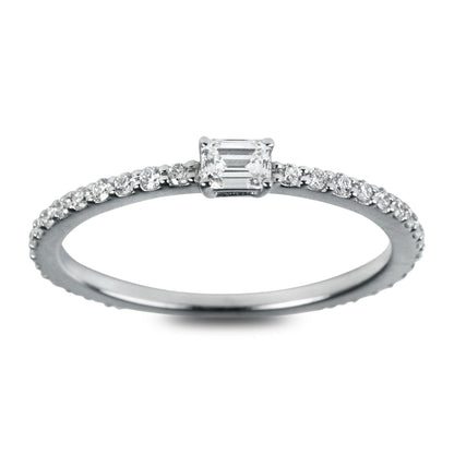 One-Of-A-Kind ZYDO Italy “Luce Scintillante” 18K White Gold 0.41 CTTW Natural Emerald Cut Diamond Ring - WeilJewelry
